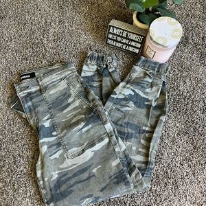Express camo high rise pants. With cinched ankles